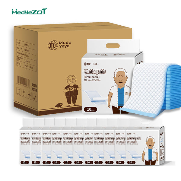 Disposable Incontinence Underpads 70x90cm /25.55x35.43in ）120pcs – Fast Absorption, Ideal for Bedridden Use