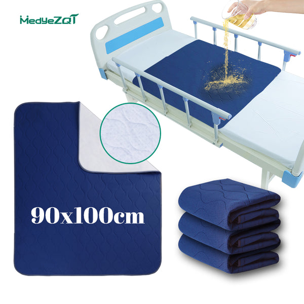 90x100cm Washable Waterproof Underpads 3 packs – Reusable, Ultra Absorbent, Ideal for Incontinence Care